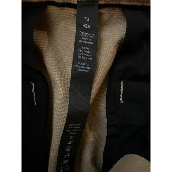 Lululemon Commission Pant Slim-Fit Khaki Pants Size 33 (fit like 32) 31.5 Inseam - Picture 3 of 9